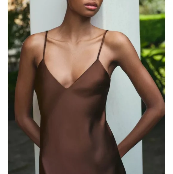 Zara Brown Midi Dress - Picture 3 of 6